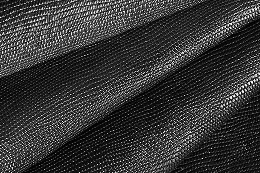Cuir métallisé : Lézard Magnetic noir satiné - Personnalisation Florence KOOIJMAN