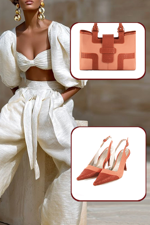 Escarpins habillés bride arrière en cuir orange corail et pêche à talon bobine de 8.5 cm et bout pointu - Vue du dessus