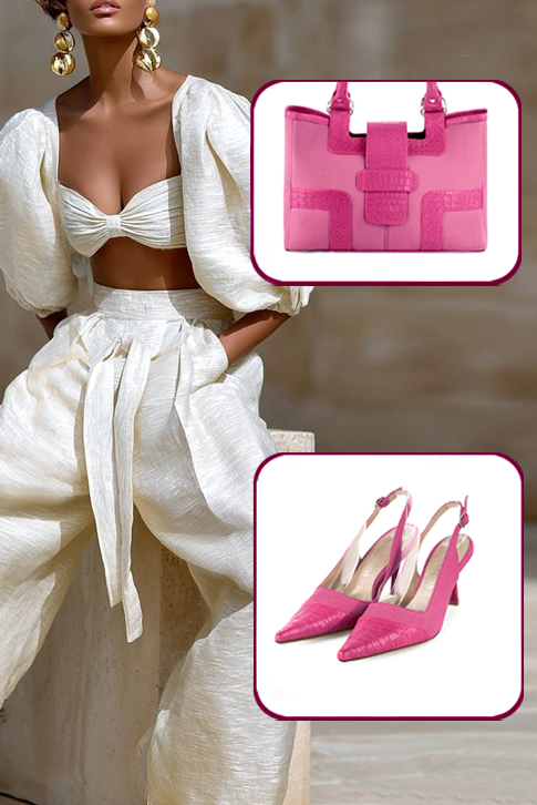 Escarpins habillés bride arrière en cuir rose fuchsia et rose pétunia à talon bobine de 8.5 cm et bout pointu - Vue du dessus