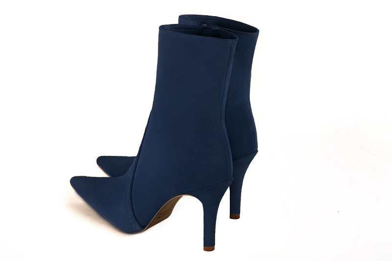 Boots femme : Boots fermeture éclair à l'intérieur couleur bleu marine. Bout pointu. Talon haut fin. Vue arrière - Florence KOOIJMAN