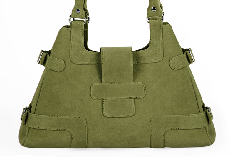Sac porté à l'épaule habillé femme en cuir vert pistache - Vue arrière