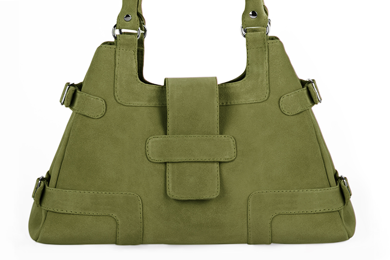 Sac porté à l'épaule habillé femme en cuir vert pistache - Vue de profil