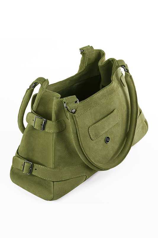 Sac porté à l'épaule habillé femme en cuir vert pistache - Vue du dessus