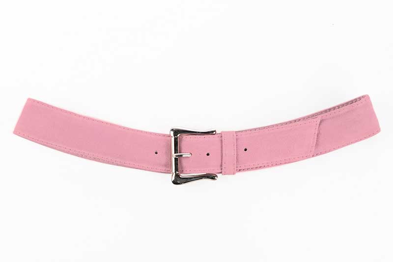Sac porté à l'épaule habillé femme en cuir rose camélia - Vue arrière