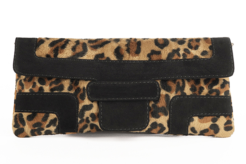 Petit sac baguette habillé femme en léopard et noir mat - Vue de profil