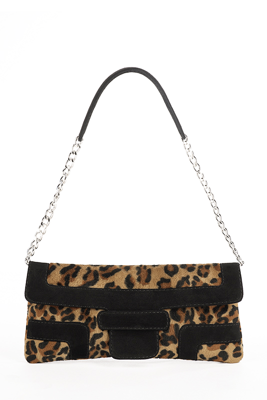 Petit sac baguette habillé femme en léopard et noir mat - Vue porté