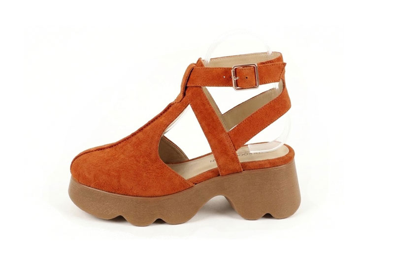 Escarpins habillés Salomé talon ouvert en cuir orange corail à  et  - Vue de profil