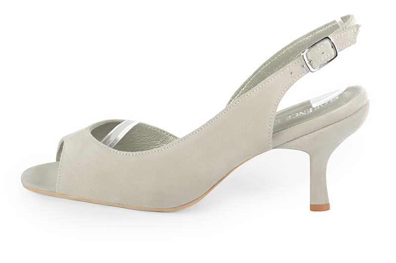 Sandale femme : Sandale soirées et cérémonies couleur blanc cassé. Bout carré. Talon haut fin. Vue de profil - Florence KOOIJMAN