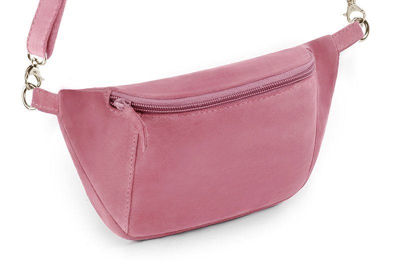 Petit sac à main habillé cuir rose camélia - Vue avant