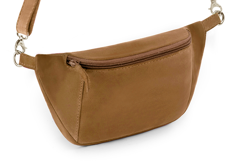 Petit sac à main habillé cuir beige camel - Vue avant