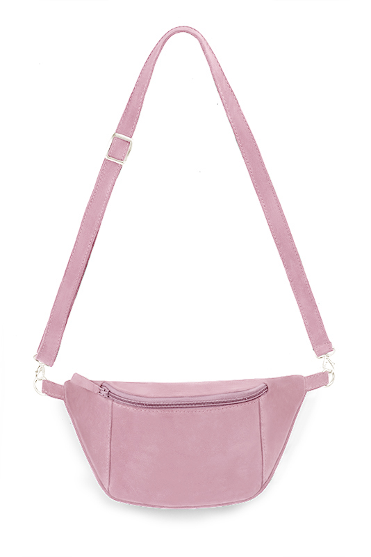 Pochette femme habillée  rose camélia pour mariage, cérémonies et soirées. 
            Personnalisation. Vue du dessus - Florence KOOIJMAN