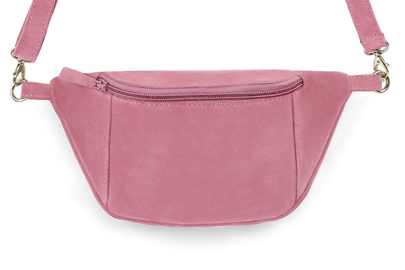 Petit sac à main habillé cuir rose camélia - Vue de profil