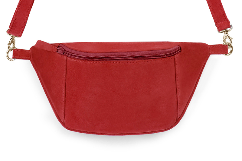 Petit sac à main habillé cuir rouge coquelicot - Vue de profil