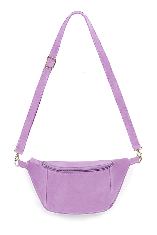 Pochette femme habillée  violet mauve pour mariage, cérémonies et soirées. 
            Personnalisation. Vue du dessus - Florence KOOIJMAN