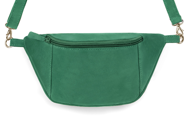 Petit sac à main habillé cuir vert émeraude - Vue de profil