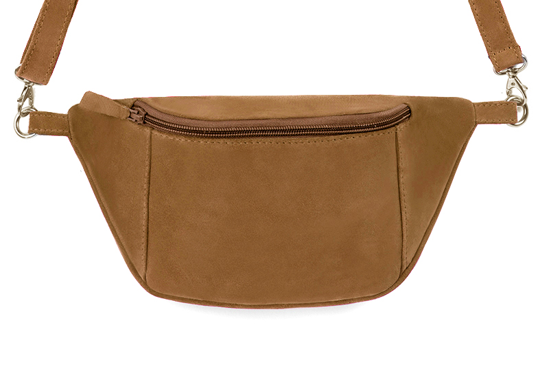 Petit sac à main habillé cuir beige camel - Vue de profil