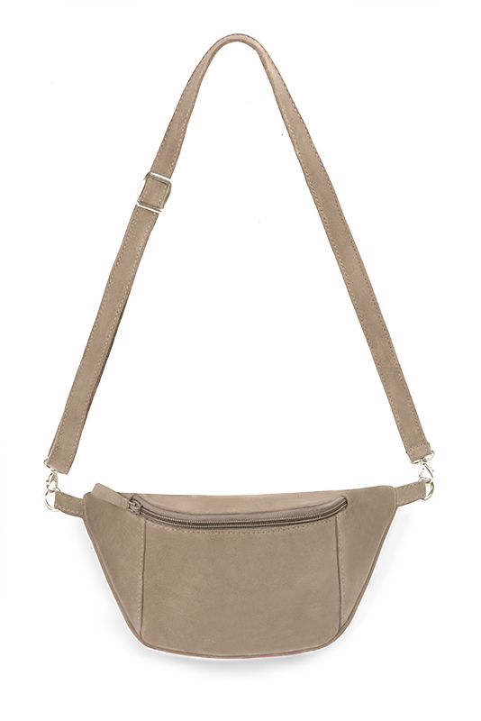 Pochette femme habillée  beige sahara pour mariage, cérémonies et soirées. 
            Personnalisation. Vue du dessus - Florence KOOIJMAN