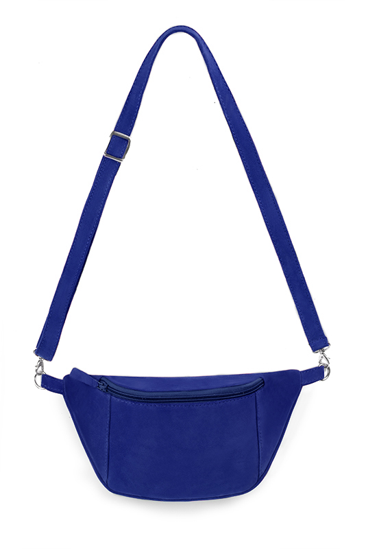 Pochette femme habillée  bleu électrique pour mariage, cérémonies et soirées. 
            Personnalisation. Vue du dessus - Florence KOOIJMAN