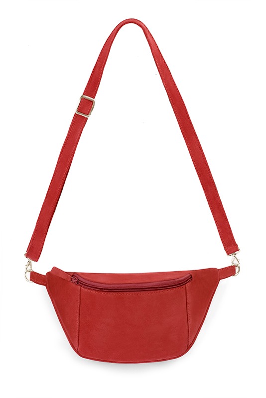 Pochette femme habillée  rouge coquelicot pour mariage, cérémonies et soirées. 
            Personnalisation. Vue du dessus - Florence KOOIJMAN