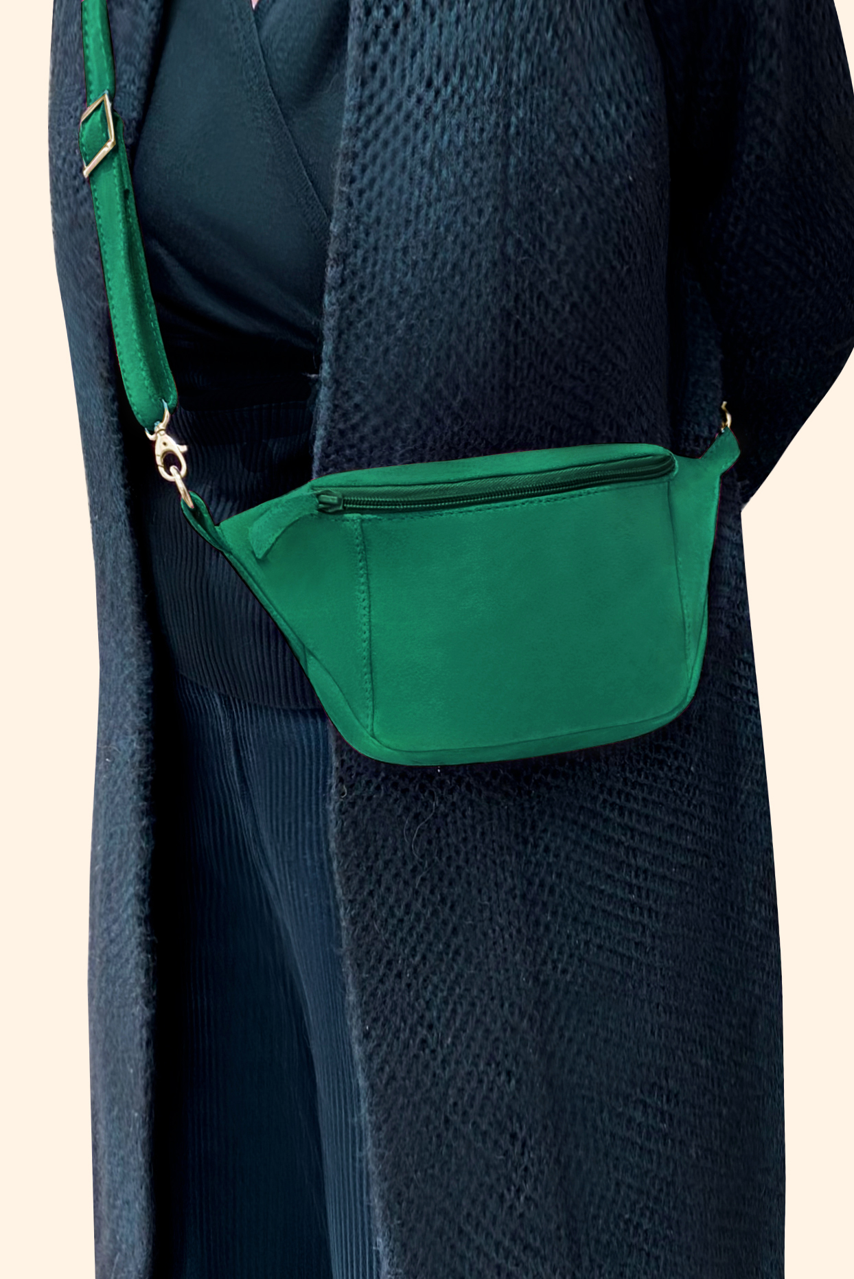 Petit sac à main habillé cuir vert émeraude - Vue porté