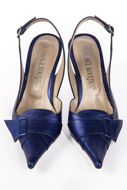 Chaussure femme à brides :  couleur violet améthyste. Bout pointu. Talon haut fin. Vue du dessus - Florence KOOIJMAN
