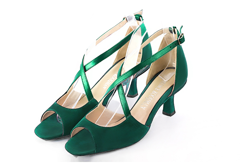 Sandales habillées vert bouteille pour femme - Florence KOOIJMAN