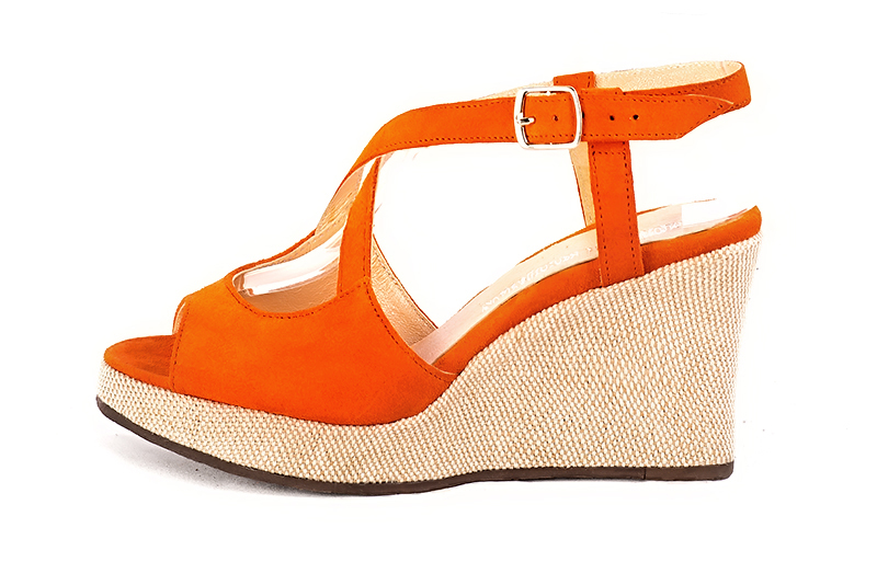 Sandale femme : Sandale soirées et cérémonies couleur orange clémentine.. Vue de profil - Florence KOOIJMAN