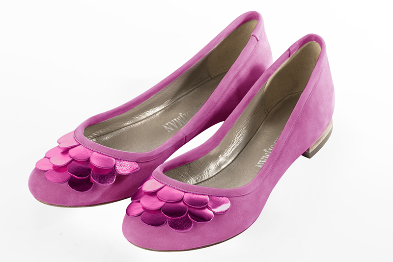 Chaussure femme plate : Ballerine sans talon haut de gamme couleur rose pivoine. Choix des talons - Florence KOOIJMAN