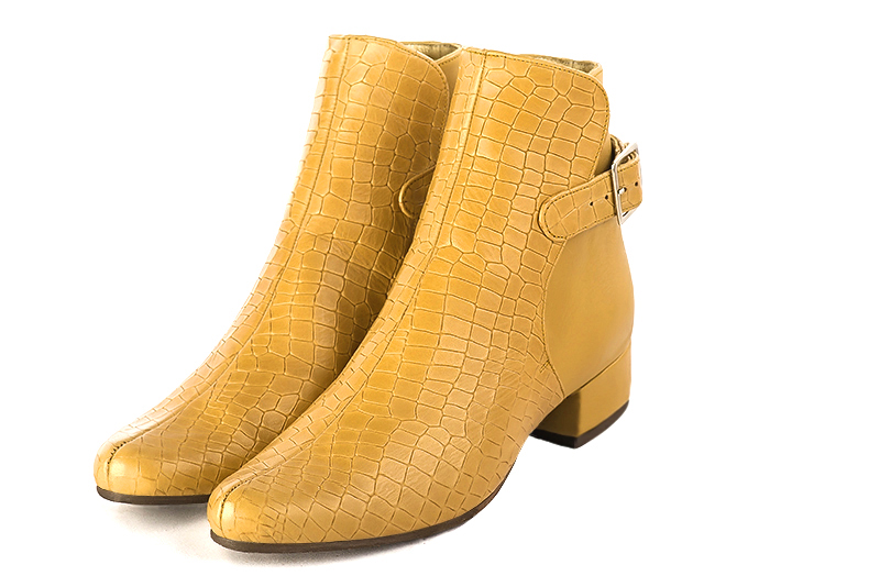 Grand sac porté à l'épaule habillé femme en cuir jaune ocre - Vue arrière
