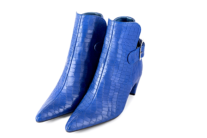 Grand sac porté à l'épaule habillé femme en cuir bleu électrique - Vue arrière