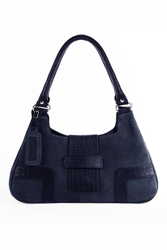Sac porté à l'épaule habillé femme en cuir bleu marine - Vue du dessus