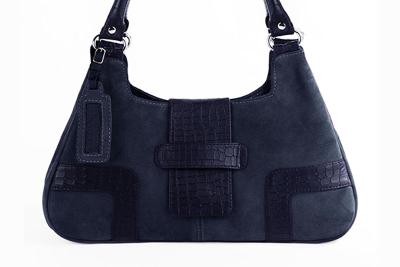 Sac porté à l'épaule habillé femme en cuir bleu marine - Vue de profil