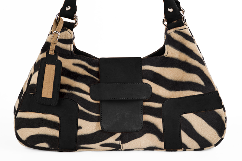 Sac porté à l'épaule habillé femme en léopard et noir mat - Vue de profil