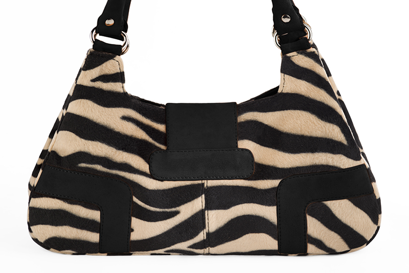 Sac porté à l'épaule habillé femme en léopard et noir mat - Vue arrière
