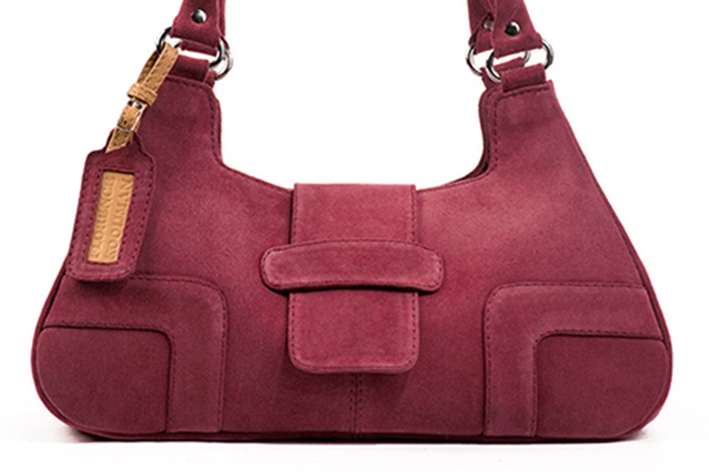 Sac porté à l'épaule habillé femme en cuir rouge framboise - Vue de profil