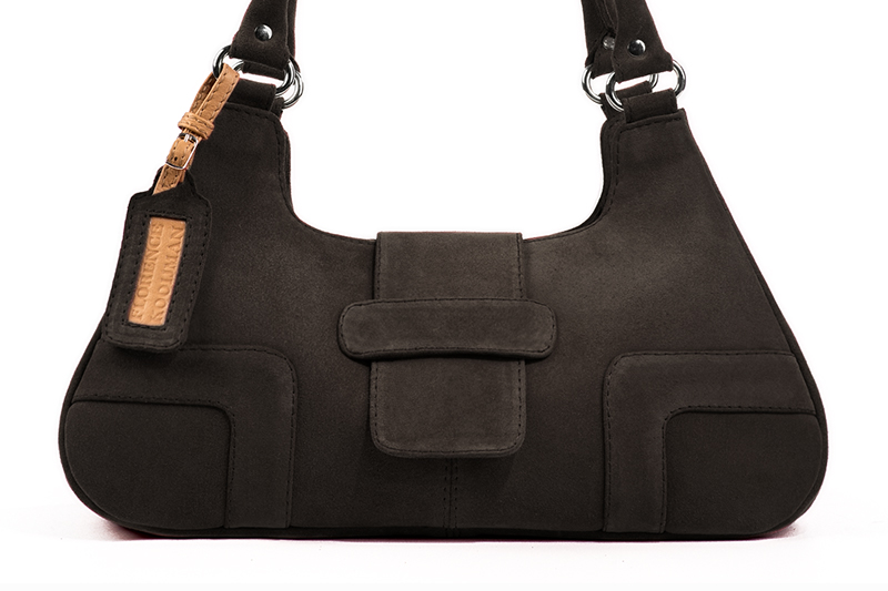 Sac porté à l'épaule habillé femme en cuir marron ébène - Vue de profil