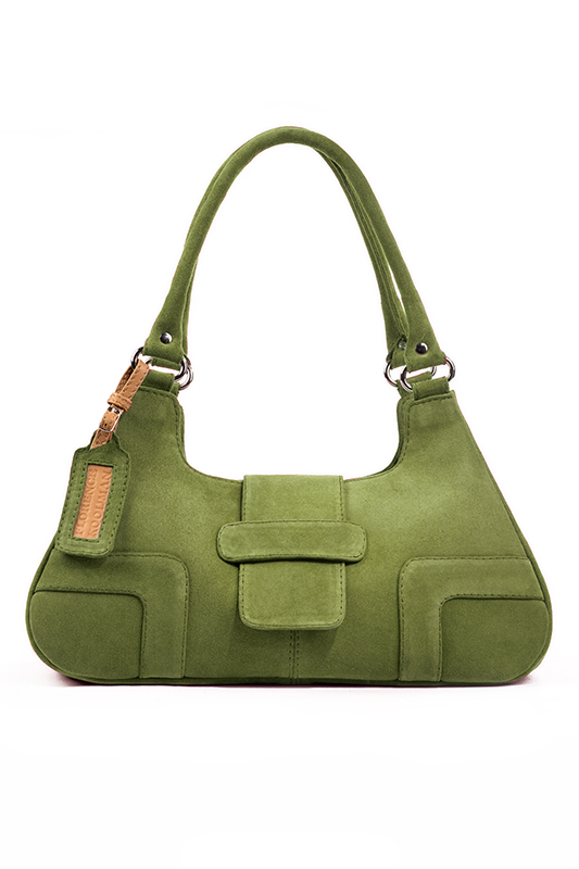Sac porté à l'épaule habillé femme en cuir vert pistache - Vue du dessus
