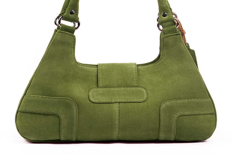 Sac porté à l'épaule habillé femme en cuir vert pistache - Vue arrière