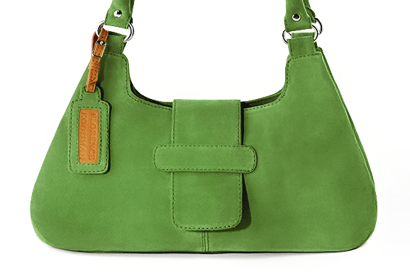 Sac porté à l'épaule habillé femme en cuir vert anis - Vue de profil