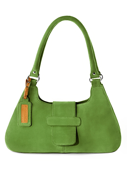 Sac porté à l'épaule habillé femme en cuir vert anis - Vue du dessus