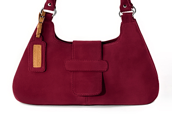 Sac porté à l'épaule habillé femme en cuir rouge bordeaux - Vue de profil
