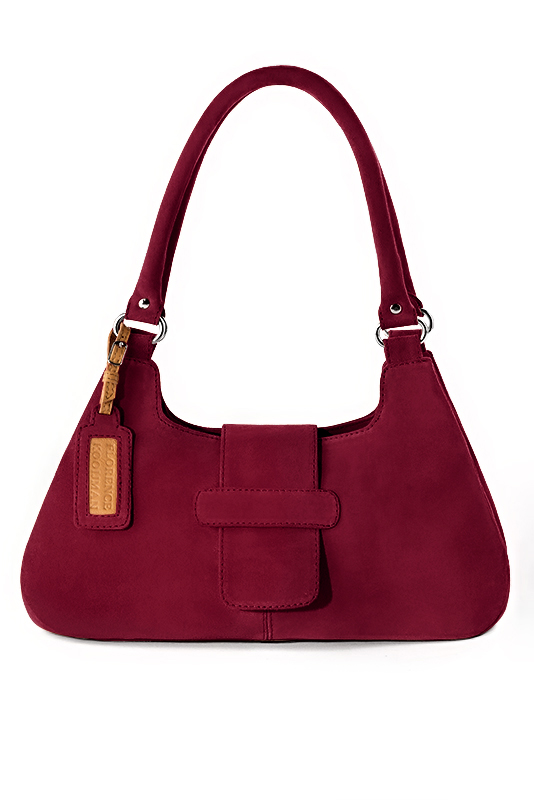 Sac porté à l'épaule habillé femme en cuir rouge bordeaux - Vue du dessus