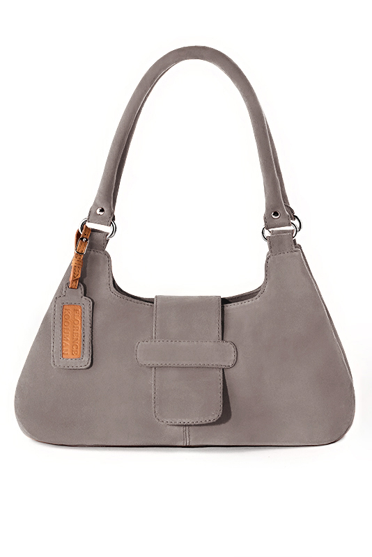 Sac porté à l'épaule habillé femme en cuir beige mastic - Vue du dessus