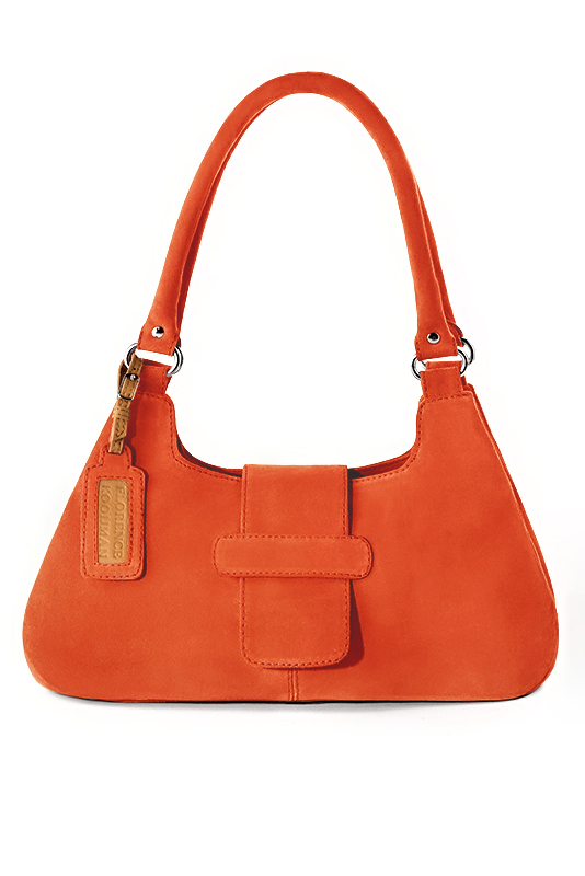 Sac à main habillé en cuir orange clémentine - Vue du dessus