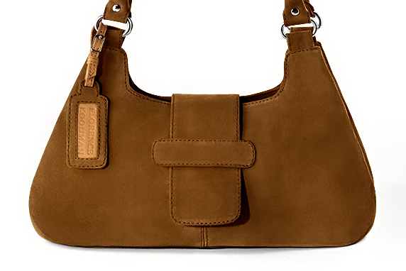Sac porté à l'épaule habillé femme en cuir marron caramel - Vue de profil