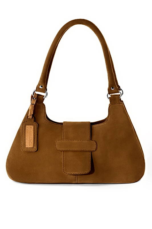 Sac porté à l'épaule habillé femme en cuir marron caramel - Vue du dessus
