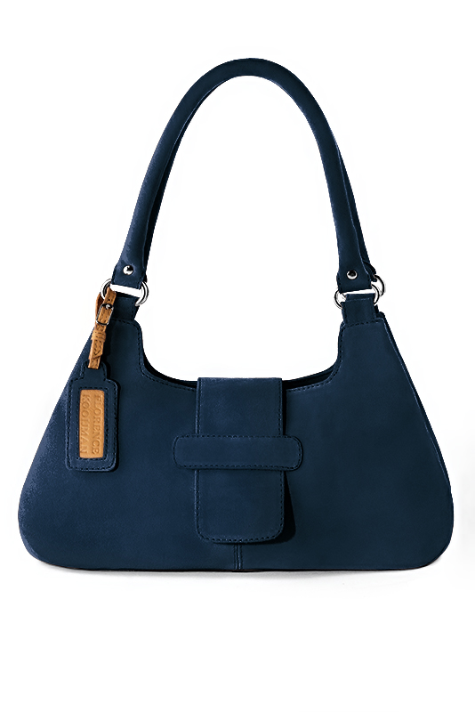 Sac porté à l'épaule habillé femme en cuir bleu marine - Vue du dessus