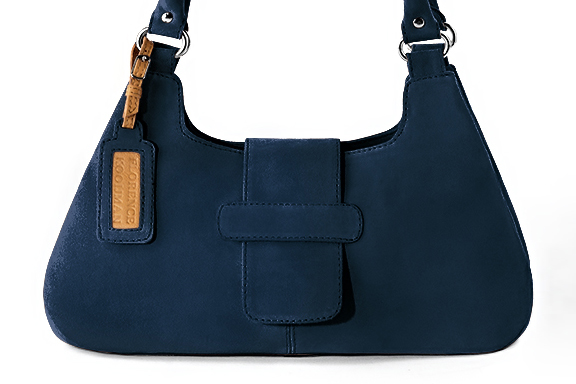 Sac porté à l'épaule habillé femme en cuir bleu marine - Vue de profil