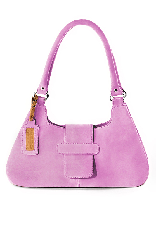 Sac porté à l'épaule habillé femme en cuir violet mauve - Vue du dessus
