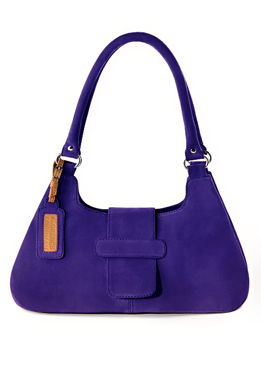 Sac porté à l'épaule habillé femme en cuir violet outremer - Vue du dessus
